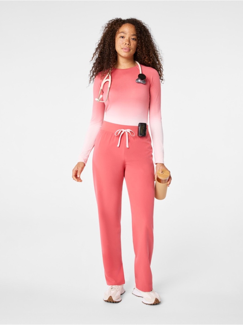 Figs High Waisted Livingston Scrub Pant Pulmonary Pink